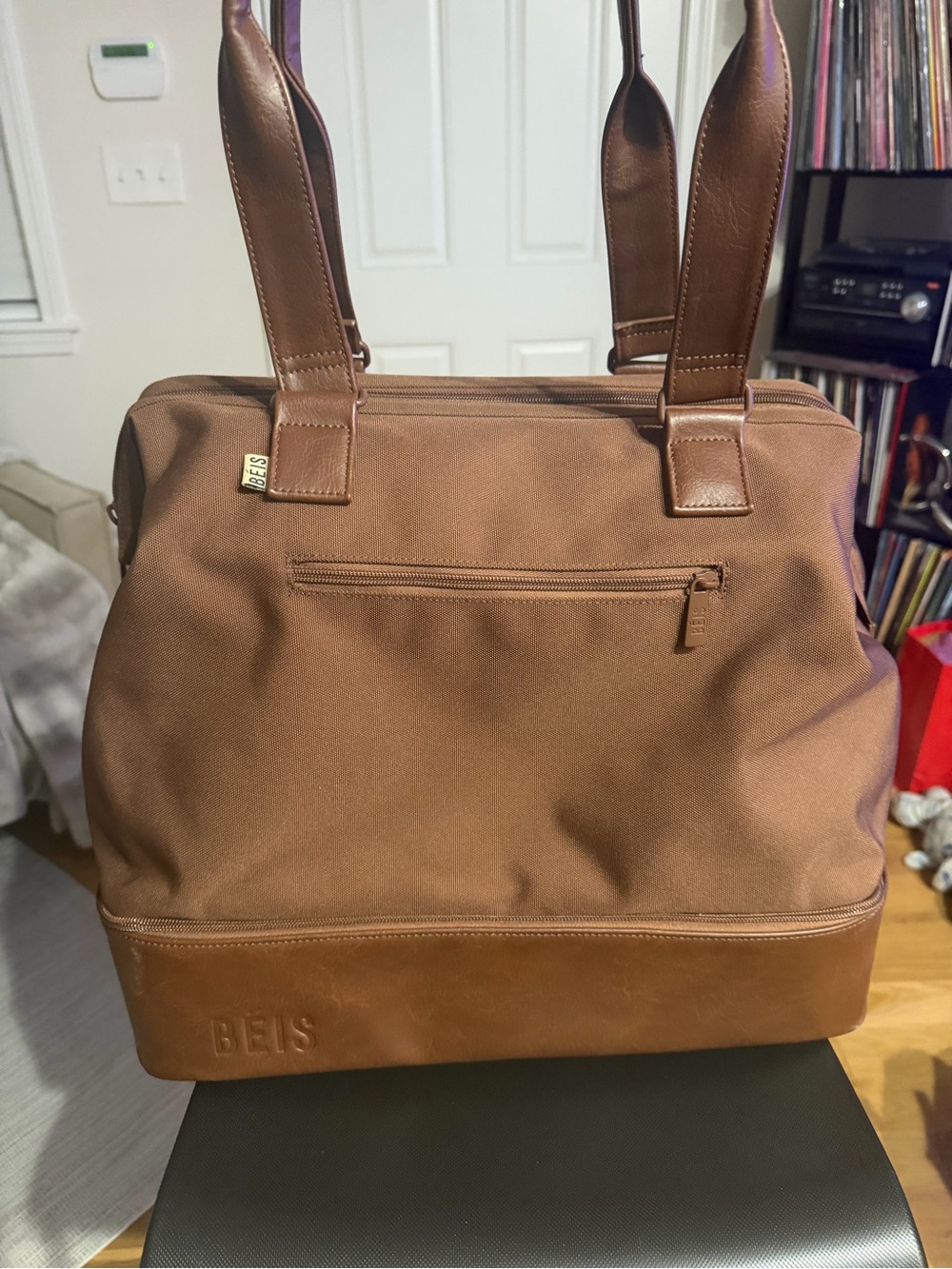 BEIS Brown Canvas & Leather Travel Tote